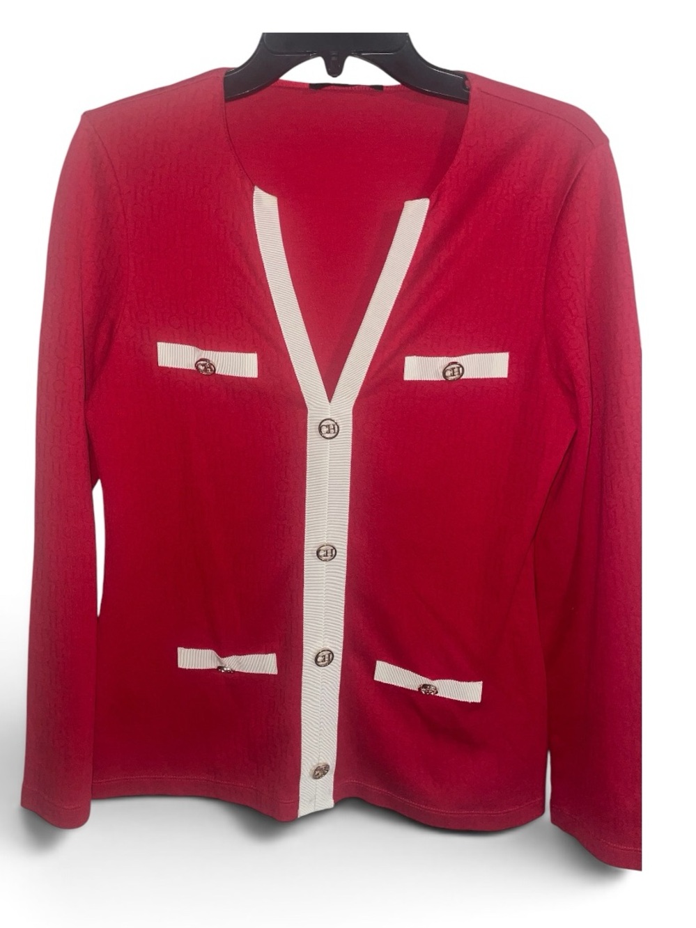 Carolina Herrera v-neck knit cardigan CH Logo